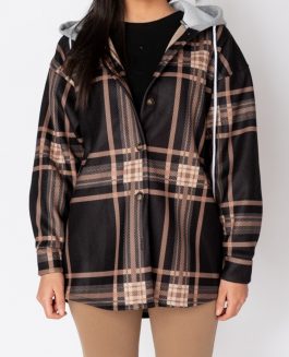 Hooded Jacket - Black check