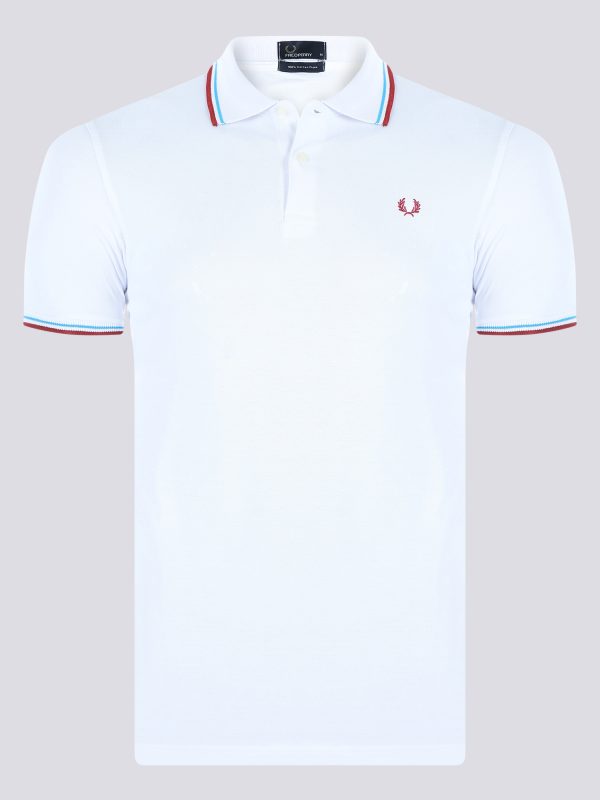 Fred Perry Poloshirt - White/Blue/Bordeaux