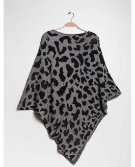 Poncho Leopard print - Grey