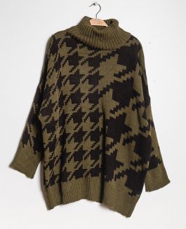 Houndstooth Sweater - Khaki