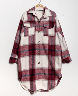 Checked Overshirt - Burgundy