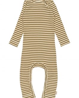 Petit Piao Jumpsuit Modal Striped - Leaves/Cream