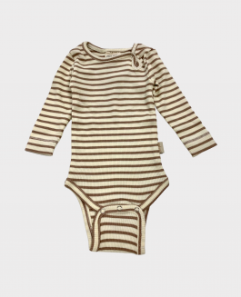 Petit Piao Body Ls Modal Striped Natural/Eggnog