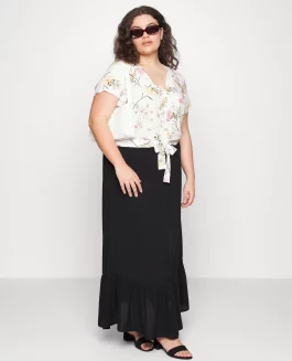 Only Carmakoma Carbohee Life Calf Skirt Black