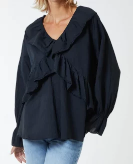 Skjorte med flæser Black