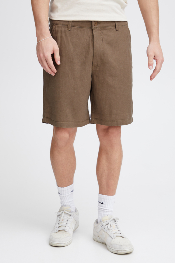 Hørshorts M/ Knapluk Shitake (Størrelse: XXL)