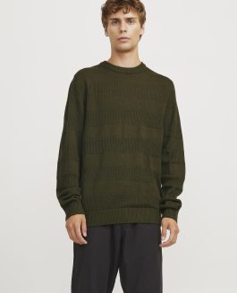 JREBTOBY KNIT CREW NECK FOREST NIGHT