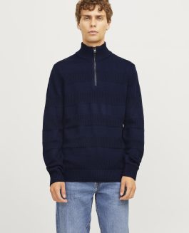JREBTOBY KNIT HALF ZIP SKY CAPTAIN