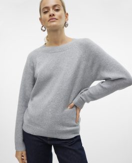 VMDOFFY LS O-NECK BLOUSE LIGHT GREY MELANGE