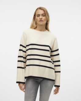 VMSABA LS O-NECK STRIPE PULLOVER BIRCH BLACK