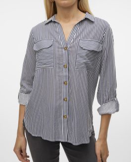 VMBUMPY L/S SHIRT NEW WVN SNOW WHITE/INDIA INK