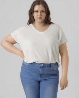 VMAYA SS V-NECK TEE CURVE SNOW WHITE