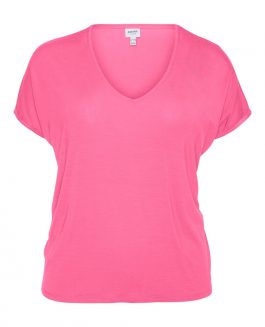 VMAYA SS V-NECK TEE CURVE PINK COSMOS