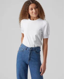 VMKERRY 2/4 O-NECK T-SHIRT BRIGHT WHITE