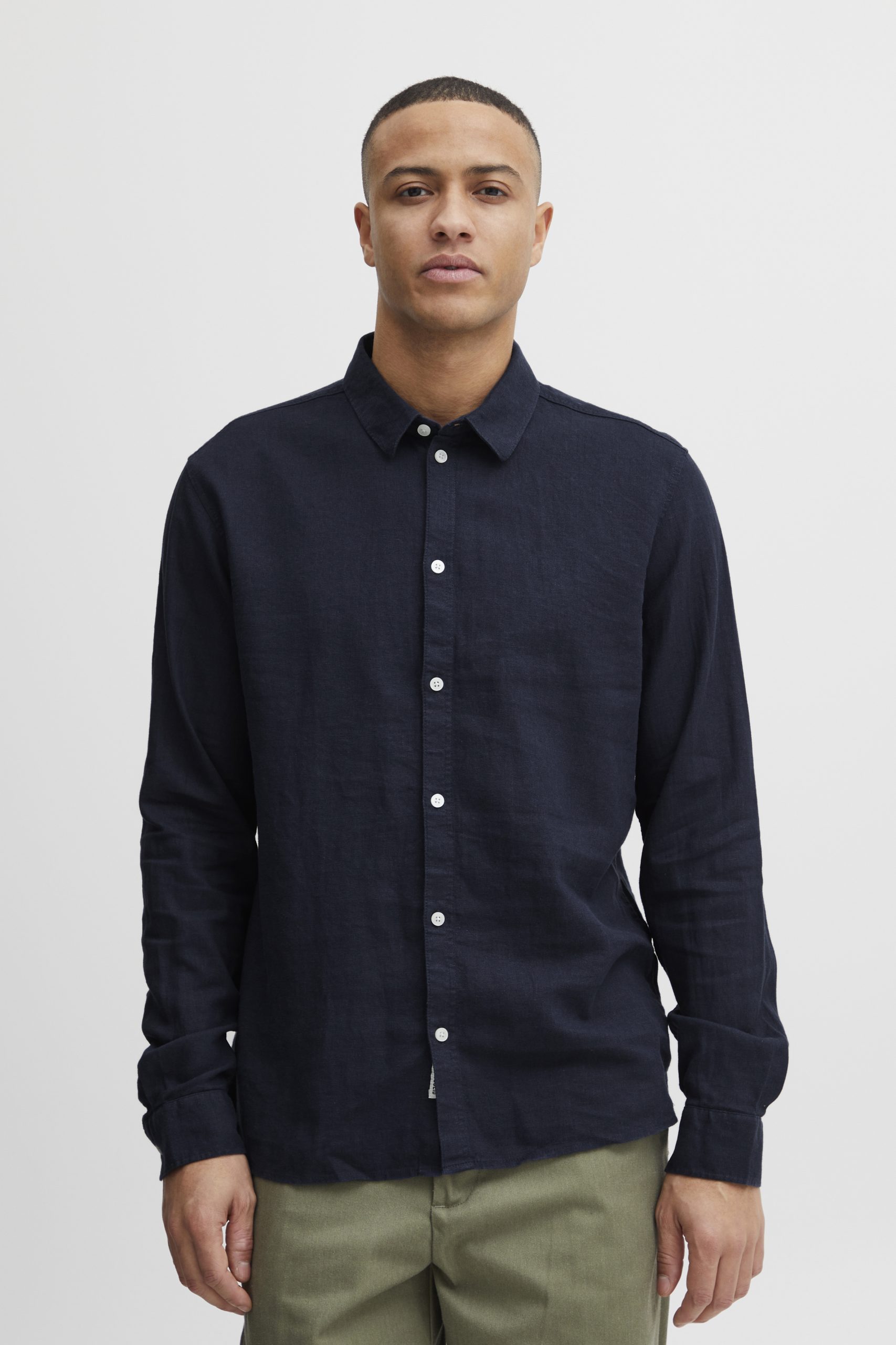Solid Hørskjorte Ls Insignia Blue 3XL