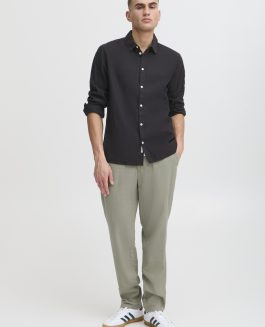 Solid Hørbukser M/ Knap Vetiver