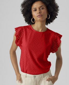 VMTASSA FRILL TOP FIERY RED