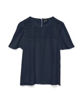 VMALVA CROCHET SS TOP NAVY BLAZER