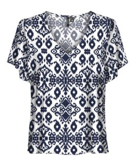 VMEASY JOY V-NECK SS BLOUSE NAVY BLAZER