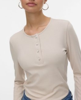 AWZADIE LS O-NECK TOP SILVER GRAY