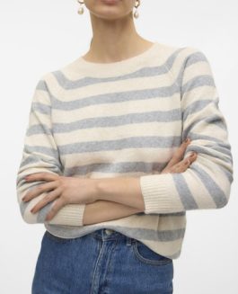 VMDOFFY LS O-NECK BLOUSE BIRCH/LGM