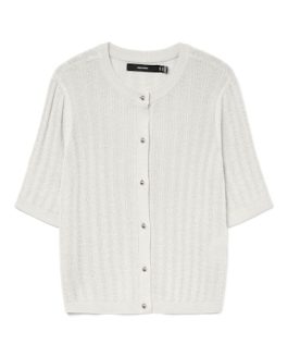 VMNEWLEX STITCH 2/4 O-NECK CARDIGAN SNOW WHITE