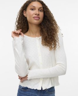 VMISA LS O-NECK CARDIGAN WHITE