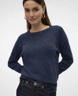 VMDOFFY LS O-NECK BLOUSE NAVY BLAZER