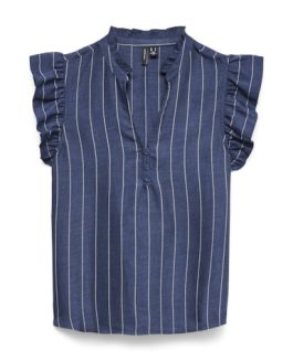 VMODETTE SS V-NECK TOP DARK DENIM