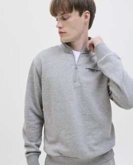 JREBZACK SWEAT HALF ZIP LIGHT GREY MELANGE