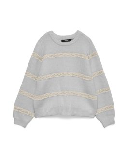 VMZADA LS O-NECK PULLOVER LIGHT GREY/BIRCH