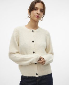 VMNOVAH LS O-NECK BUTTON CARDIGAN BIRCH