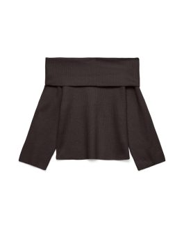 VMARIES LS OFFSHOULDER PULLOVER CHOCOLATE TORTE