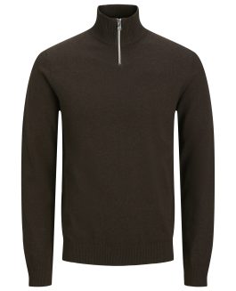 JREBCALLUM KNIT HALF ZIP SN- Chocolate Torte