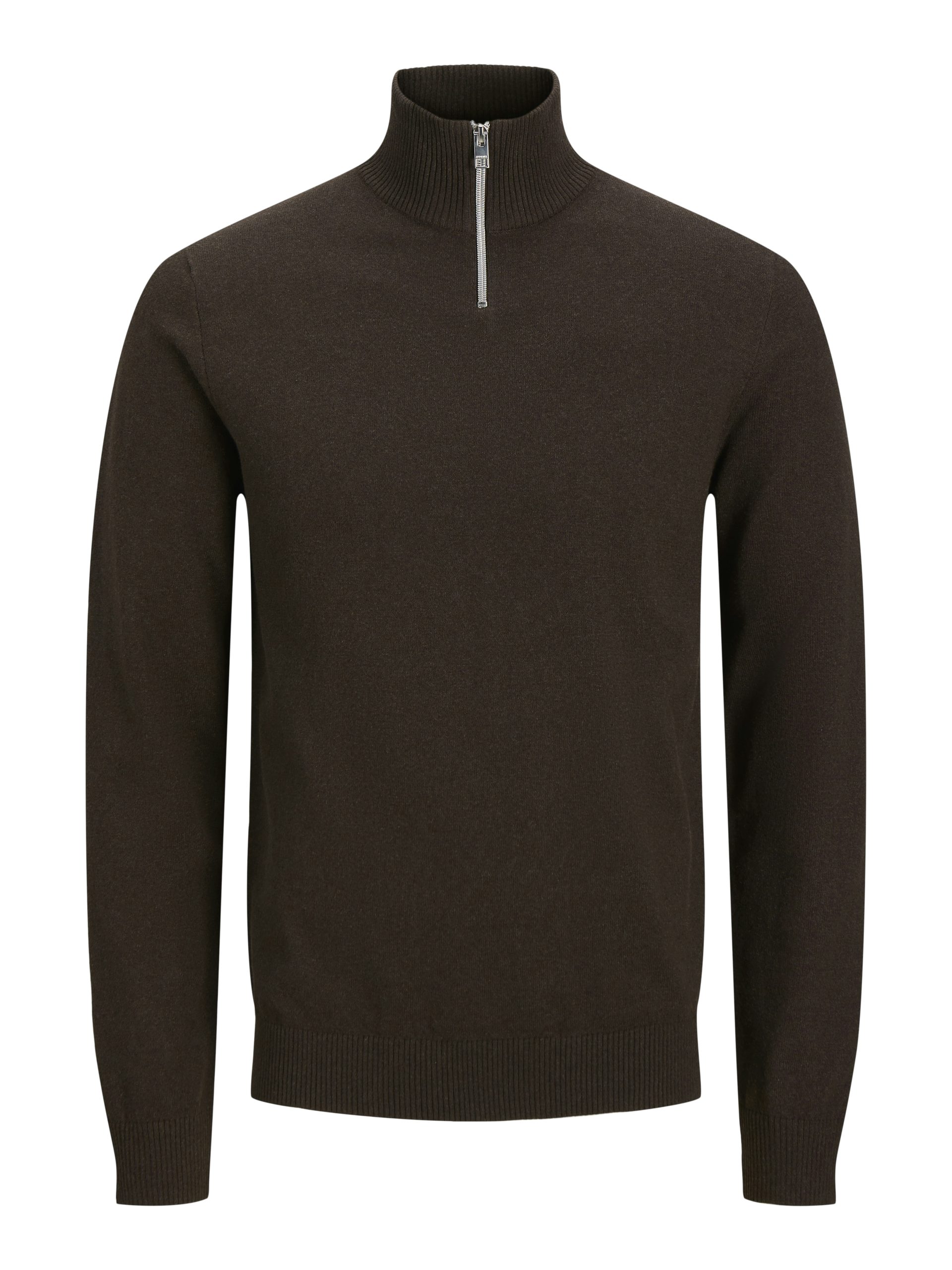 JREBCALLUM KNIT HALF ZIP SN- Chocolate Torte (Størrelse: S)