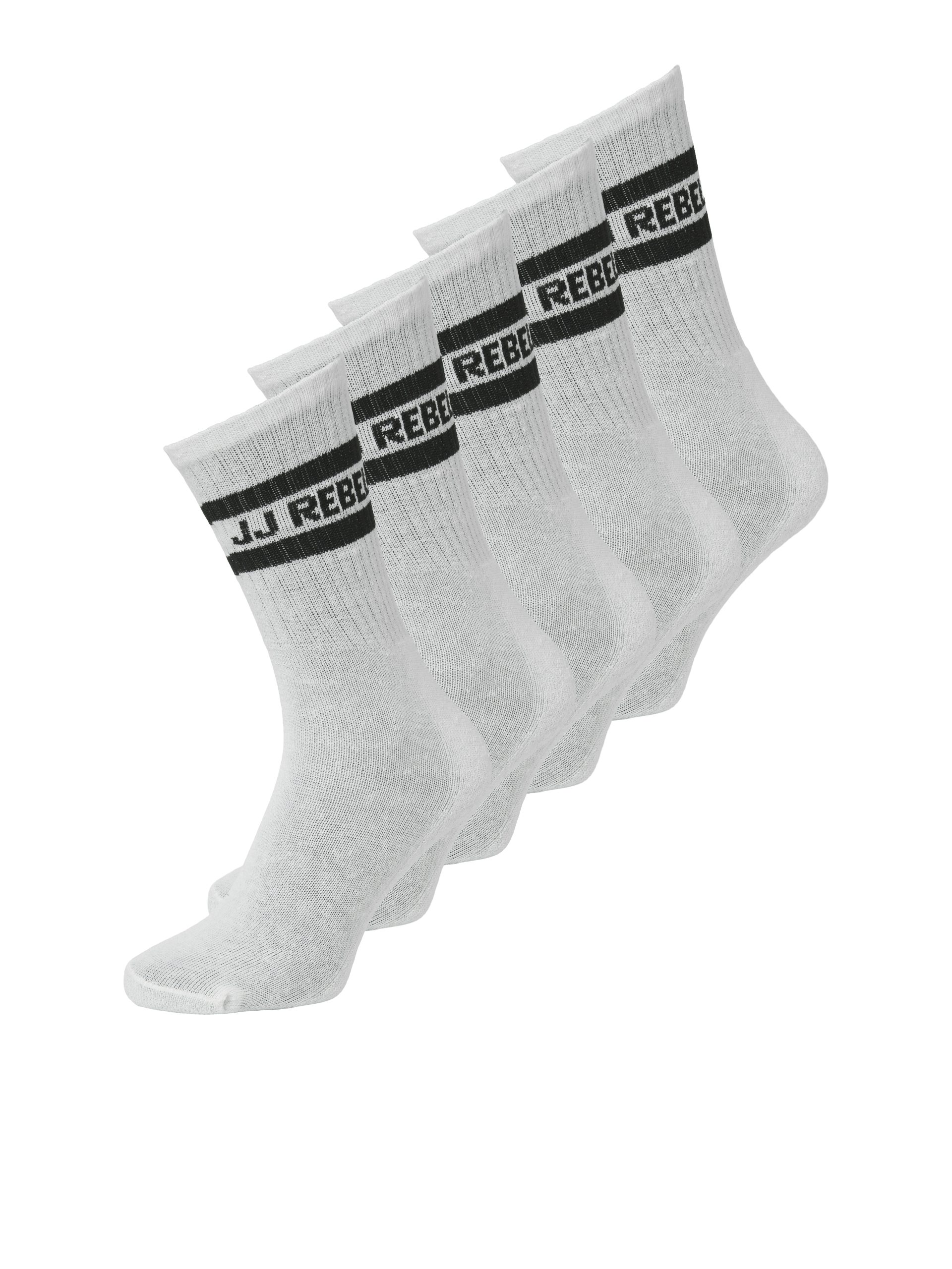 JREBREBEL LOGO TENNIS SOCKS 5 PACK-White