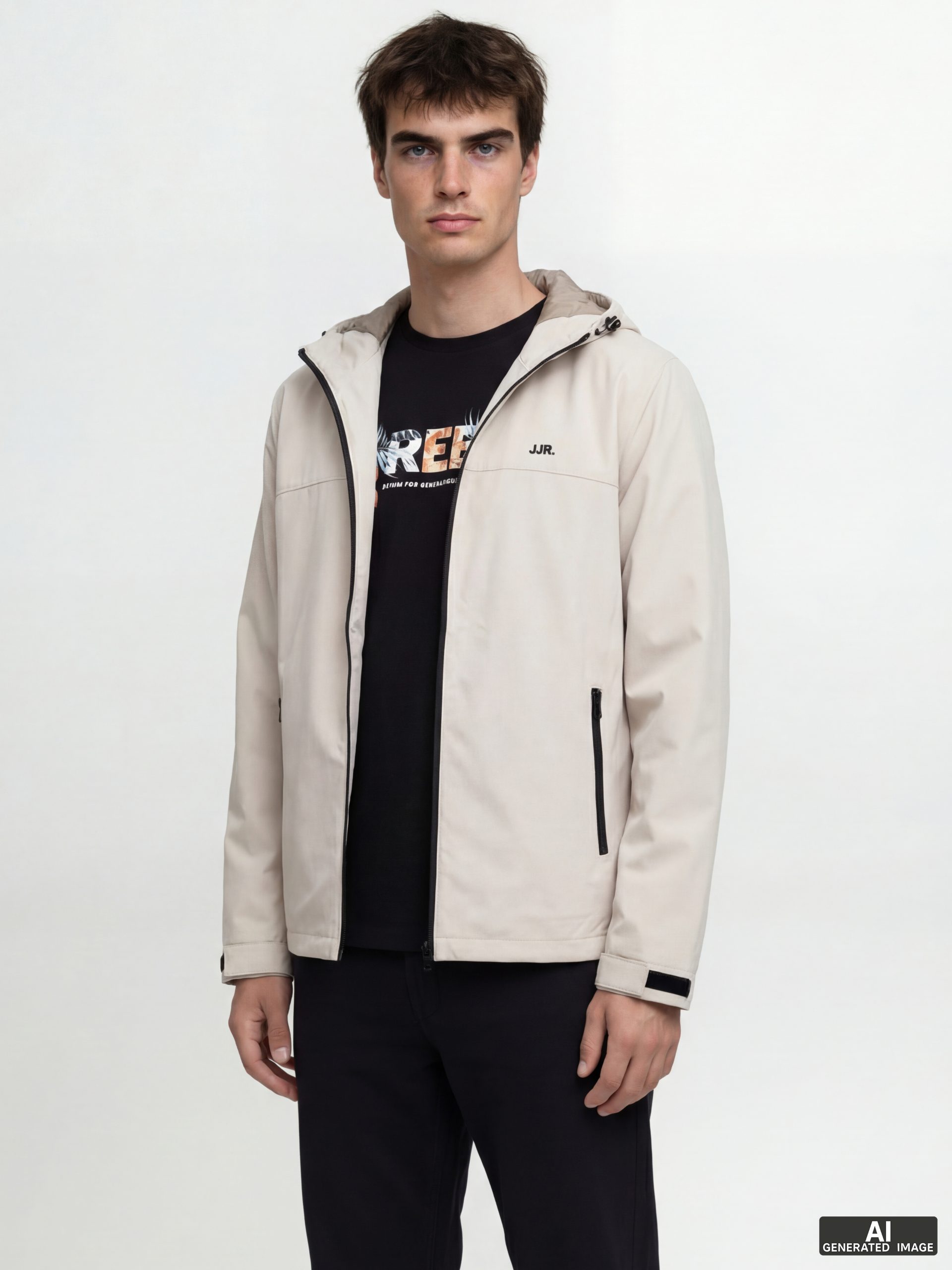 JREBREBEL LOGO LIGHT JACKET - MOONBEAM (Størrelse: XL)
