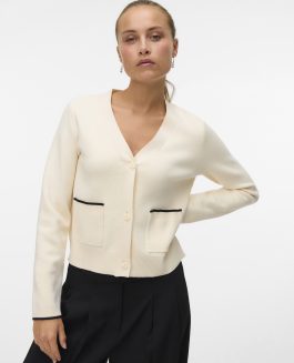 VMGOLD LS V-NECK CONTRAST CARDIGAN